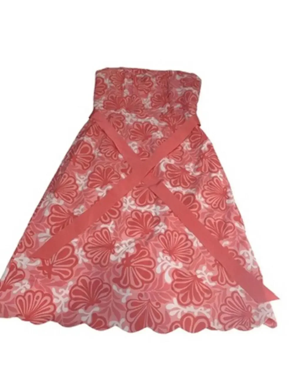 Lilly Pulitzer Sienna Size 4 Strapless Bandeau Coral Pink and White Dress - Picture 6 of 8